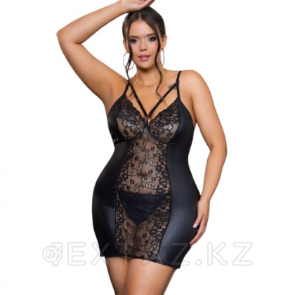 Ohyeah Sexy Black шілтерлі былғары көйлек + жіптер, XL-2XL от sex shop Extaz