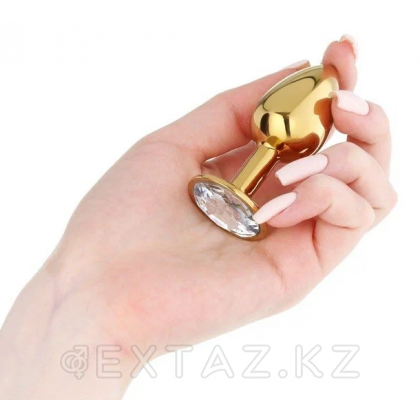 Мөлдір кристалы бар алтын анальды тығын (27 мм.) от sex shop Extaz фото 4