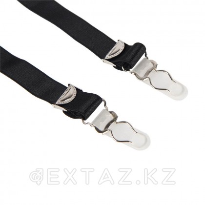 Қыстырғыштары бар шұлықтарға арналған қара белбеу (M-L) от sex shop Extaz фото 8