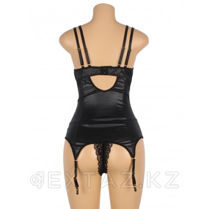 Кожаный бэби-долл на молнии с пажиками для чулок, XL-2XL от sex shop Extaz фото 7