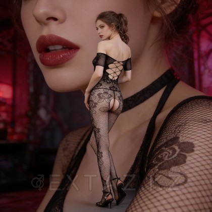 Moonlight ұсынған раушан басылған дене торы №10 модель қара от sex shop Extaz фото 5