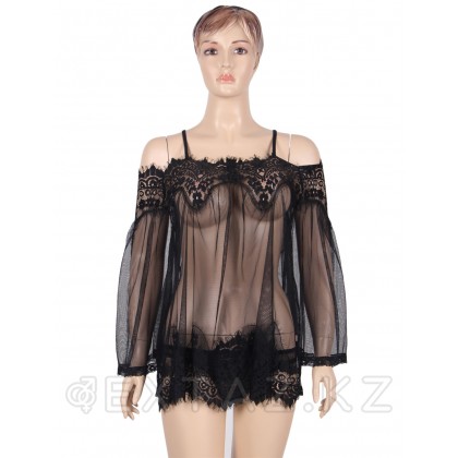 Прозрачная туника с цветочным принтом черная (размер XS-S) от sex shop Extaz фото 2