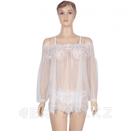 Мөлдір гүлді баспа туникасы Ақ (XS-S өлшемі) от sex shop Extaz фото 4