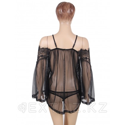 Прозрачная туника с цветочным принтом черная (размер XS-S) от sex shop Extaz фото 6