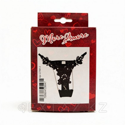 Ашық бөлшектері мен ринстондары бар жіптер (қара) от sex shop Extaz фото 2