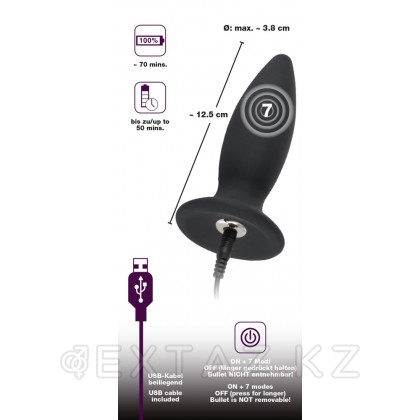 Black Velvets Анальная вибровтулка, M черная от sex shop Extaz фото 4