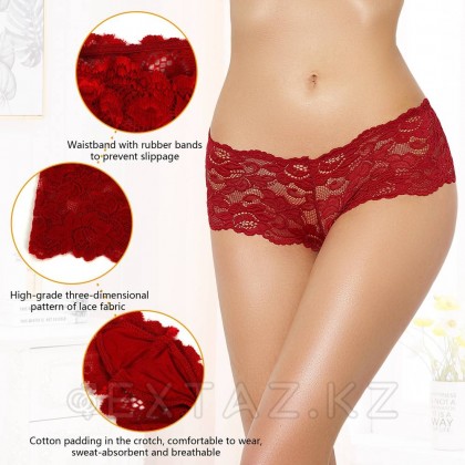 Трусики-шортики кружевные бордовые (XL) от sex shop Extaz фото 5