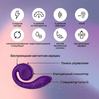 Snail vibe Gizi Қос ынталандыру вибраторы, күлгін от sex shop Extaz фото 4