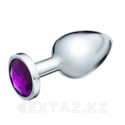 Анальная пробка серебряная с тёмно-фиолетовым кристаллом (34 мм.) от sex shop Extaz фото 4