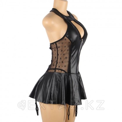 Кожаное платье со шнуровкой и юбкой-воланом Ohyeah +стринги, XL-2XL - extaz.kz фото 5 Ohyeah шулы юбкасы бар былғары көйлек + жіптер, XL-2XL от sex shop Extaz фото 5
