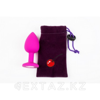Маленькая силиконовая пробка с кристаллом, розовая, 7,5 см. от sex shop Extaz фото 2