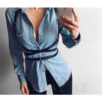 Классическая тонкая портупея из натуральной кожи (размер талии 65см) от sex shop Extaz фото 3