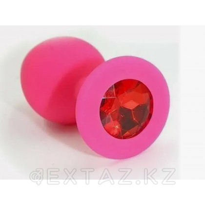 Қызыл кристалды қызғылт силиконнан жасалған анальды тығын (s өлшемі) от sex shop Extaz фото 2