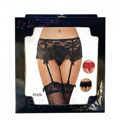 Black Sexy Lace шілтерлі шұлық белбеуі (XL-2XL) от sex shop Extaz фото 2