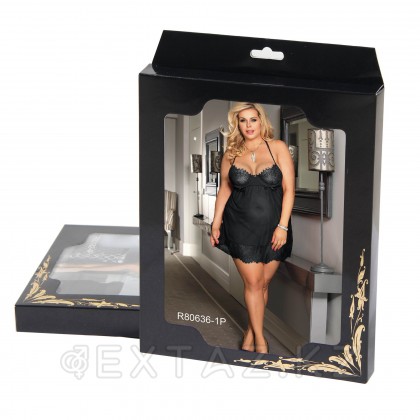 Обворожительный бэби-долл + стринги (черный; размер 3XL-4XL) от sex shop Extaz фото 7