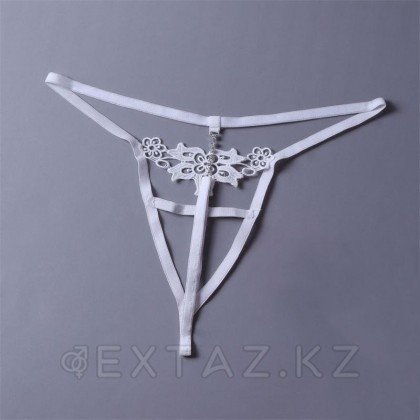 Стринги со стразами и кружевом, белые от sex shop Extaz фото 2