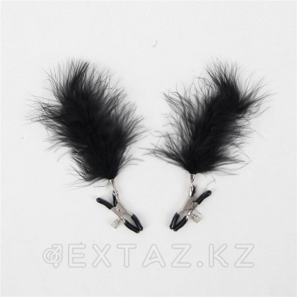 Зажимы на соски с пухом черные от sex shop Extaz фото 4