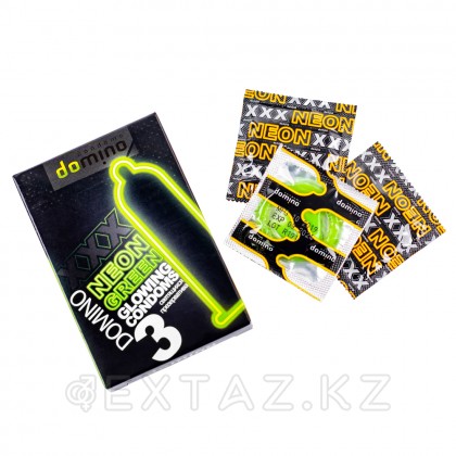 Domino NEON Green жарқыраған презервативтер (3 дана) от sex shop Extaz фото 2