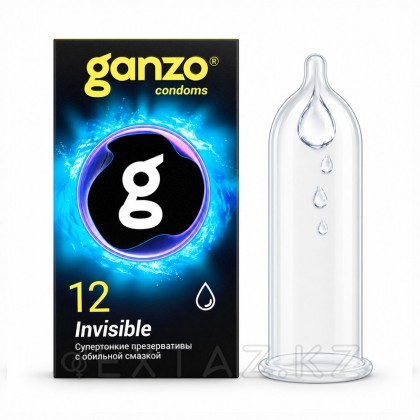 Ganzo Invisible презервативтері, қосымша маймен тегіс супер жұқа, 12 дана от sex shop Extaz