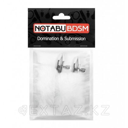 Зажимы для сосков с пушком NoTabu белые от sex shop Extaz фото 2