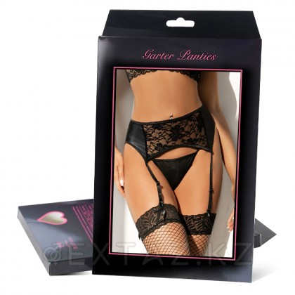 Sensual қара шілтерлі шұлық белбеуі (XL) от sex shop Extaz фото 2