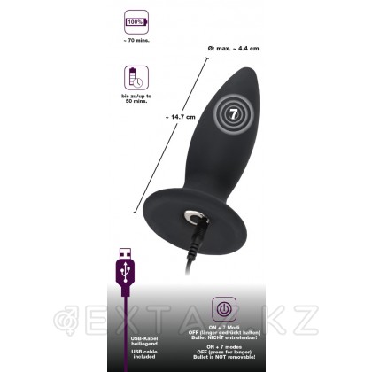 Black Velvets Анальная вибровтулка, L черная от sex shop Extaz фото 4