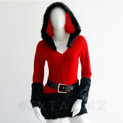 Новогоднее платье с капюшоном (чёрно-красное) от sex shop Extaz фото 6