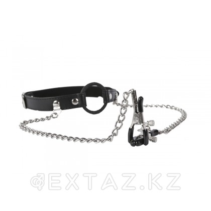 Кляп с зажимами для сосков Черный от sex shop Extaz фото 2