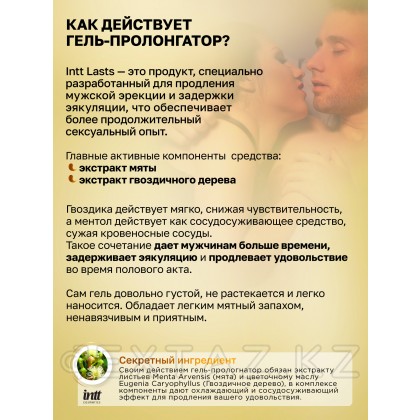 Intt Lasts - жыныстық қатынасты ұзартуға арналған интимдік гель, 15 мл от sex shop Extaz фото 5