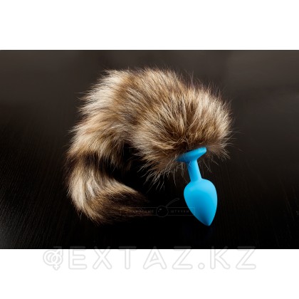 Силиконовая анальная пробка с хвостом енота, 6 см. Голубой от sex shop Extaz фото 2