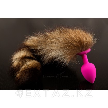Силиконовая анальная пробка с хвостом енота, 6 см. Голубой от sex shop Extaz