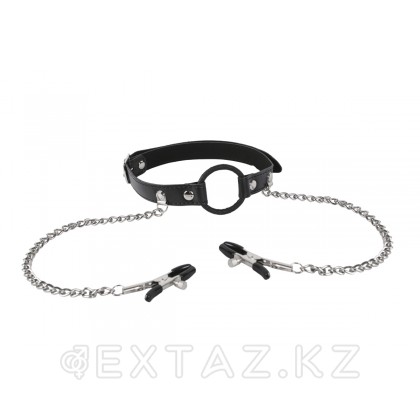 Кляп с зажимами для сосков Черный от sex shop Extaz