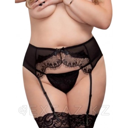 Гартер + жіптері бар қара белбеу (XL-2XL өлшемі) от sex shop Extaz