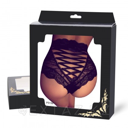 Трусики на высокой посадке с завязками черные (размер M-L) от sex shop Extaz фото 6