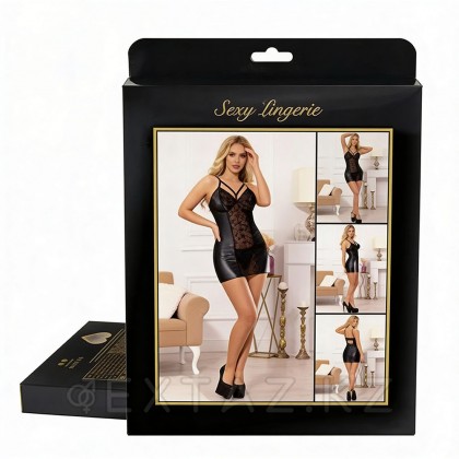 Ohyeah Sexy Black шілтерлі былғары көйлек + жіптер, XL-2XL от sex shop Extaz фото 2