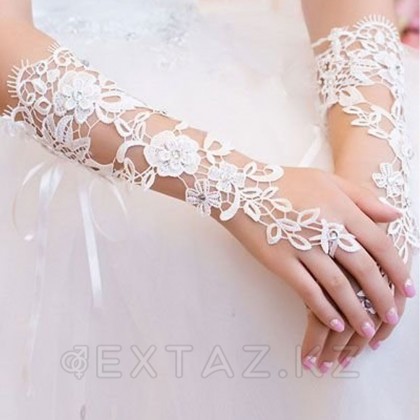 Ринстондары бар ақ қолғаптар от sex shop Extaz