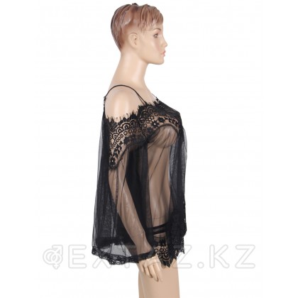 Прозрачная туника с цветочным принтом черная (размер XS-S) от sex shop Extaz фото 5