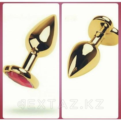 Анальная втулка (золотистый/красный; L70-D28 мм, вес-60г.) от sex shop Extaz фото 4