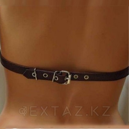 Қара шоколадты былғарыдан жасалған жағамен ату от sex shop Extaz фото 5