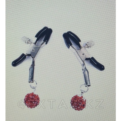 Зажимы для сосков со стразами NoTabu красные от sex shop Extaz фото 2
