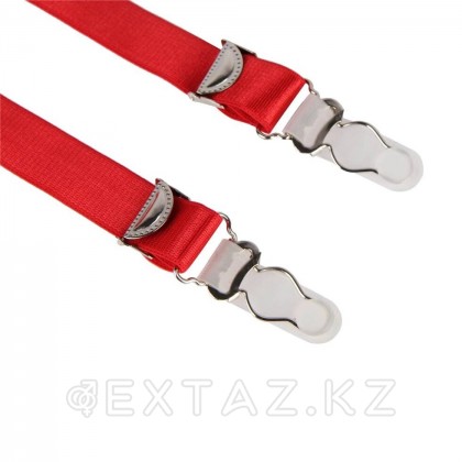 Қыстырғыштары бар шұлықтарға арналған қызыл белбеу (XL-2XL) от sex shop Extaz фото 7