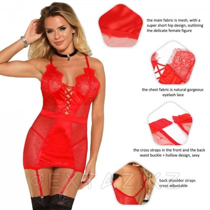 Гартер мен жіптері бар сексуалды қызыл іш киім (XS-S) от sex shop Extaz фото 6