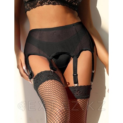 Қыстырғыштары бар шұлықтарға арналған қара белбеу (3XL-4XL) от sex shop Extaz