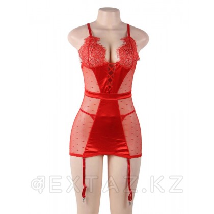 Гартер мен жіптері бар сексуалды қызыл іш киім (XS-S) от sex shop Extaz фото 4